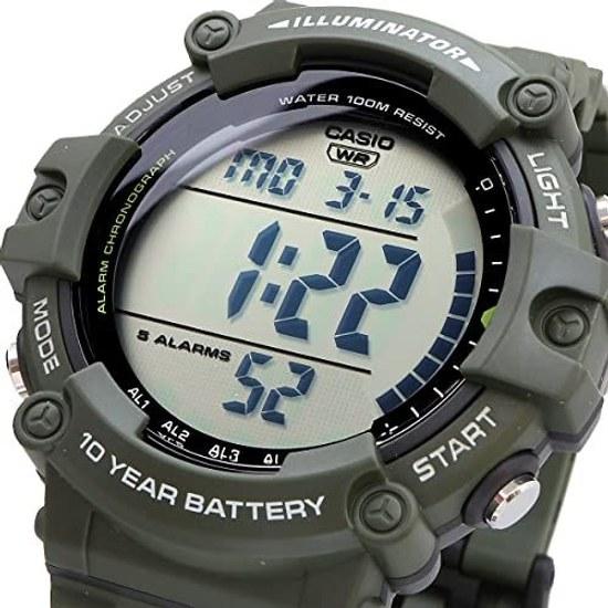CASIO Стандартные цифровые наручные часы AE-1500WHX-3AV Длинный ремешок Мужские Дешевые Chipukashi Военно-зеленый Зарубежная модель