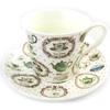 [N4278] - Multicolored White 'Tea Time' Cup + Saucer