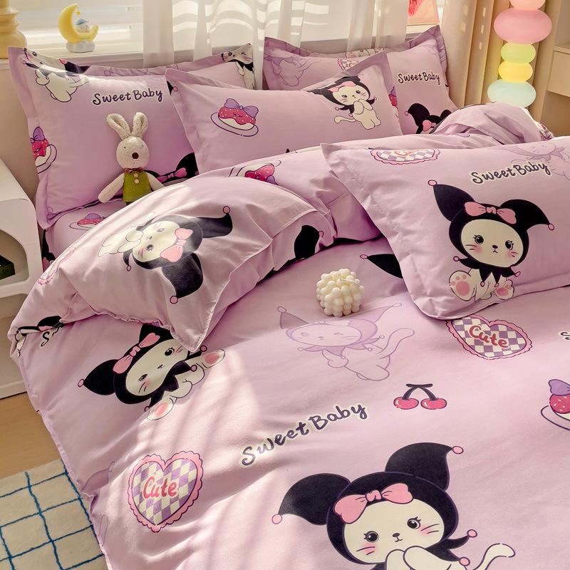 Утолщенный потертый комплект из четырех предметов, осенне-зимний комплект из хлопка из 4 предметов, простыня, пододеяльник, комплект наволочек, постельное белье.