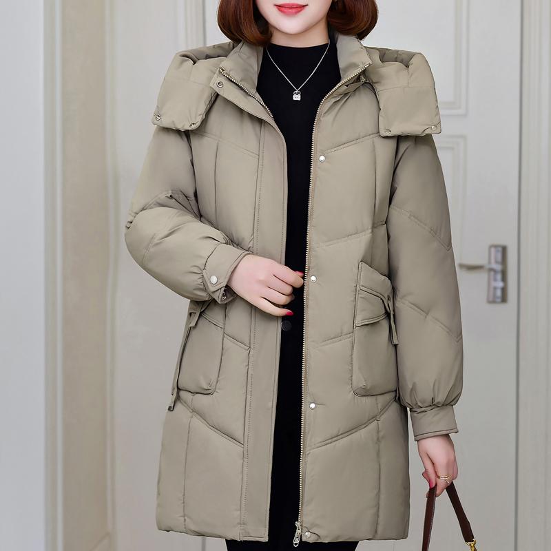 Женское длинное пальто зимняя верхняя одежда больших размеров элегантная женская куртка с капюшоном повседневная свободная толстая теплая парка