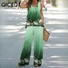 Women's Printed Casual Two Piece Suit Vest With Elastic Waist Trousers Women's Suit