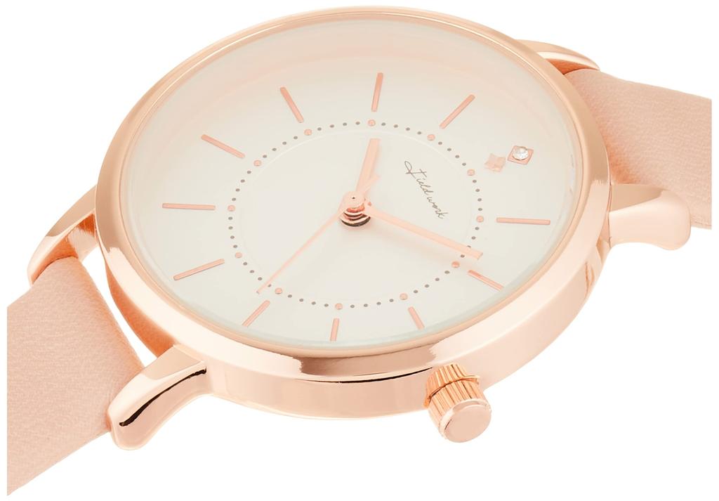 Watch Analog Simple Pink Gold Leather Strap Pink [Fieldwork] JN001-2 Women's