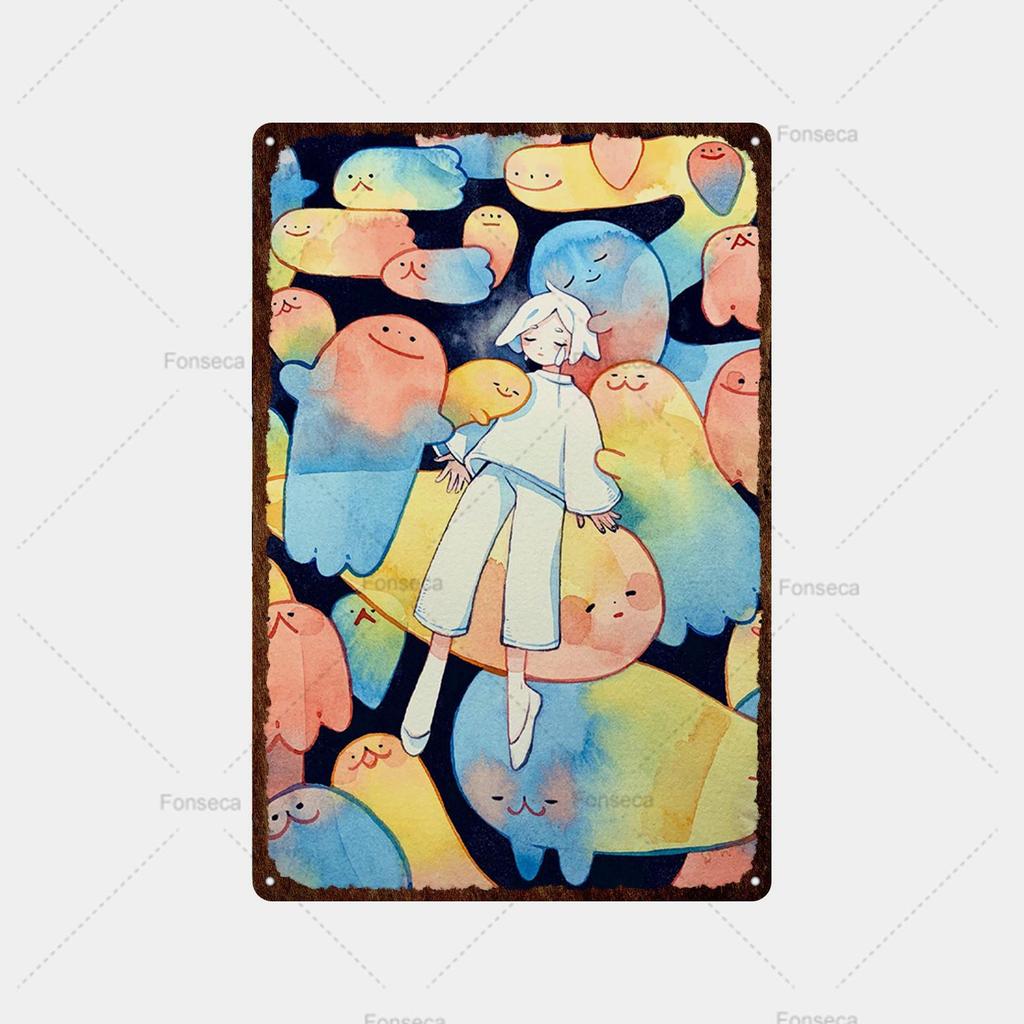 Цветная странная планета, металлическая вывеска, ретро жестяная вывеска, металлический ретро-бар, ретро украшение стены, бар, клуб, человек, отверстие, металлический плакат