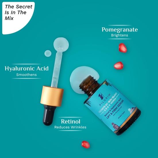 PILGRIM Korean 0.5% Retinol & 1% Hyaluronic Acid Lift & Firm Anti Aging Serum | Сыворотка с ретинолом для лица|Для мужчин и женщин |Все типы кожи|30 мл