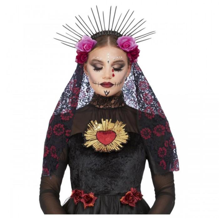 Smiffys Женская/дамская роскошная повязка на голову и вуаль Sunburst Day of the Dead