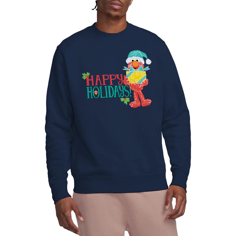 Sesame Street Unisex Adult Happy Holidays Elmo Christmas Sweatshirt