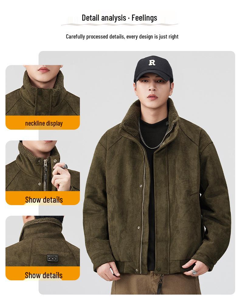 Мужская ретро-куртка Mu Yuan из кожи и меха ягненка - Зимняя коллекция