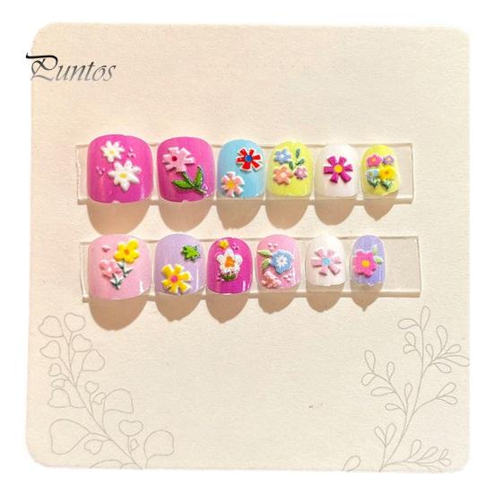 12 шт. детские накладные ногти с героями мультфильмов, милый рождественский тематический узор, тисненый пресс на ногтях, самоклеящиеся накладные ногти, художественное украшение «сделай сам»