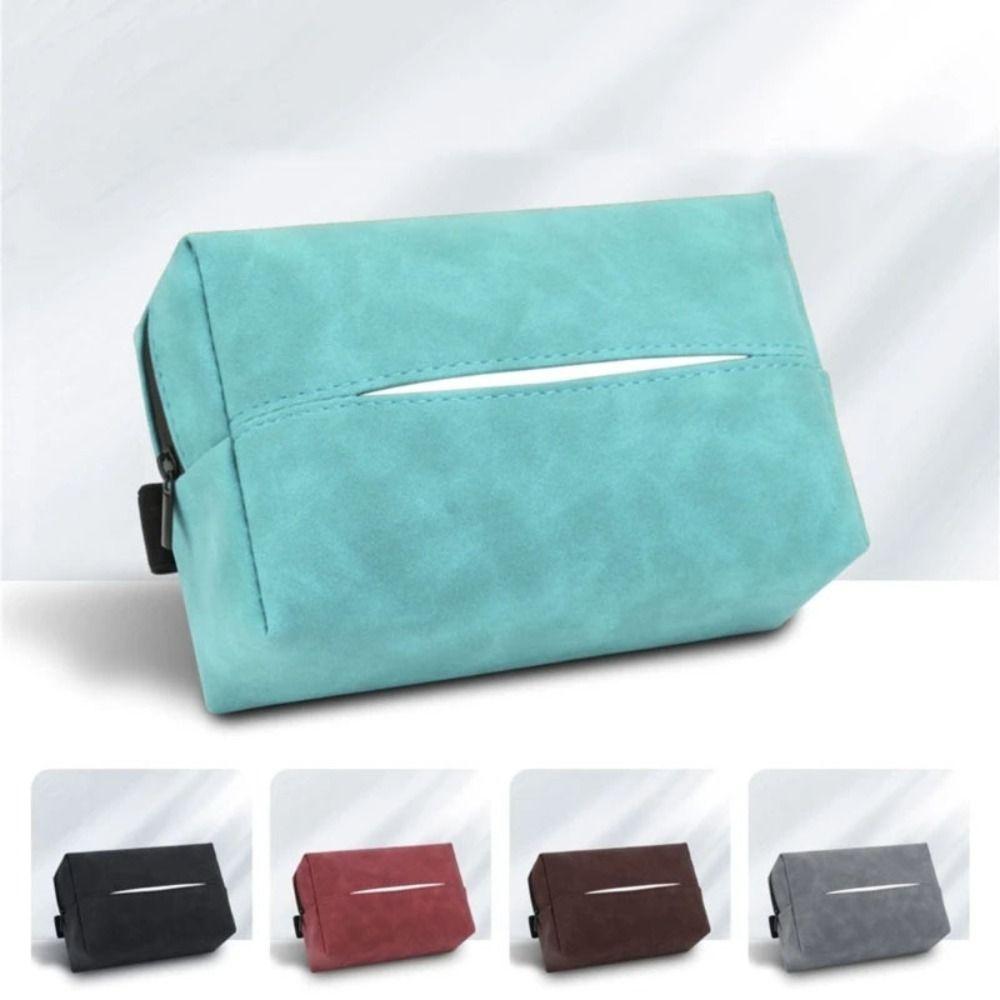 Wear-resistant Car Tissue Box Nappa Leather Paper Towel Organizer Car Seat Head Back