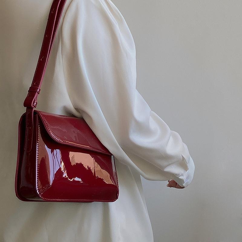 Luxury Patent Leather Women's Bag Fashion Underarm Bag Designer Small Square Crossbody Bag Casual Ladies Handbag Purse KTY