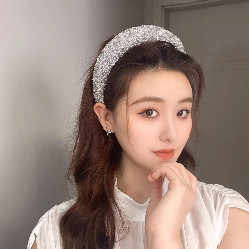 Корейский стиль Дондэмун Полностью бриллиантовый жемчужный ободок на голову с черепом и заколка для волос для женщин