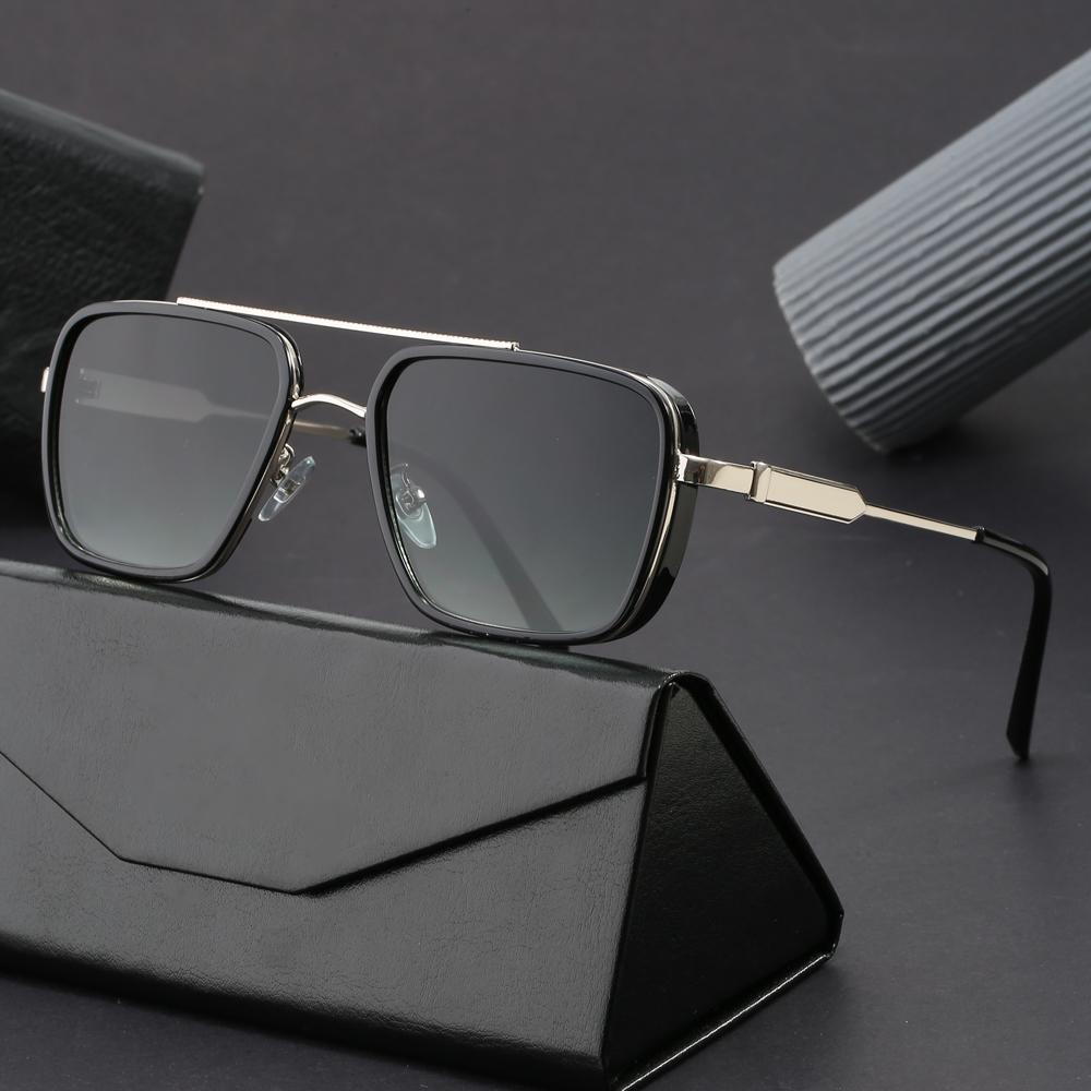 Trendy Metal Square Steampunk Sunglasses Custom Logo Metal Shades Sun Glasses