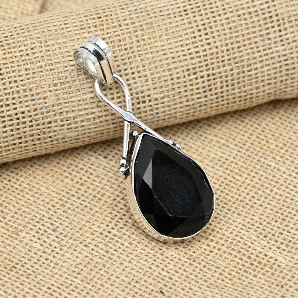 Черный шпинель драгоценный камень стерлингового серебра 925 пробы ювелирные изделия ручной работы кулон для женщин подарок