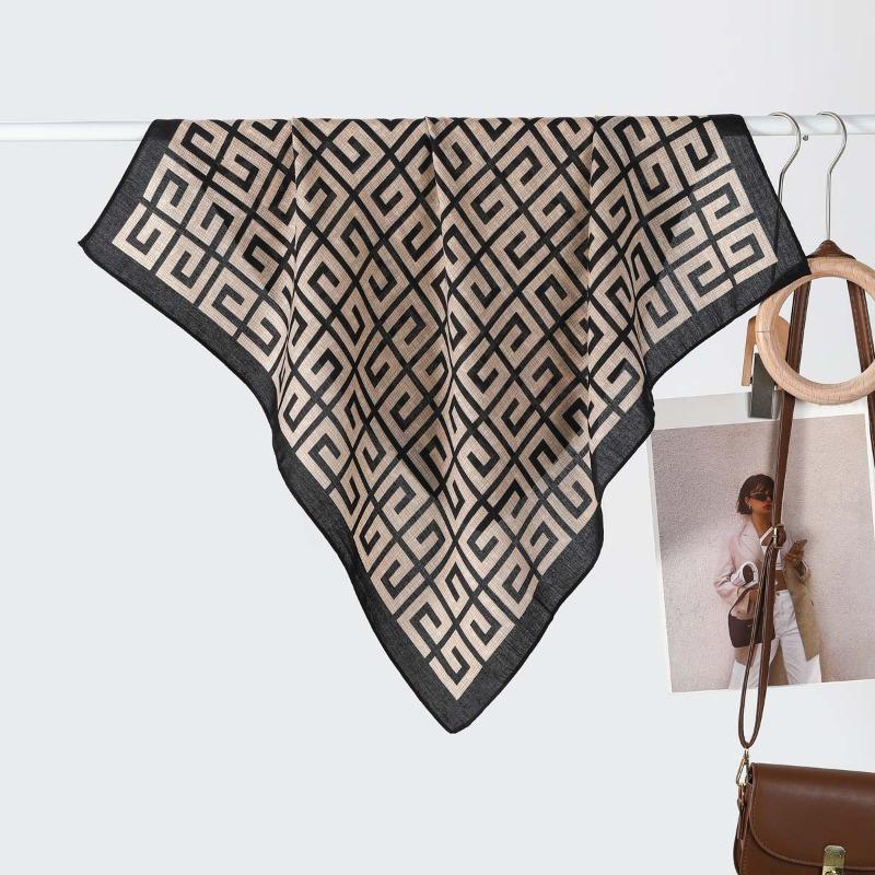 New Women's Silk Scarf High-end Velvet Versatile Simple Triangle Scarf Decorative Small Scarf Hot-selling