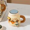 Бытовая чашка-зеркало с крышкой, мультяшная чашка из керамики с изображением медведя, чашка для кофе для пары, маленькая подарочная чашка для девочек