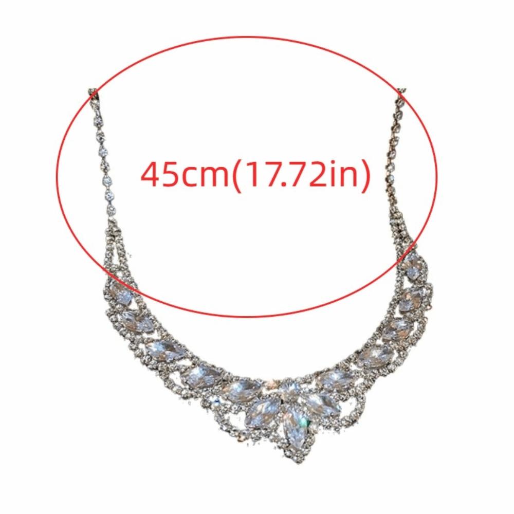 3Pcs U-Shaped Water Drop Pendant Necklace European Style Crystal Bride Jewelry Set Ladies Gift