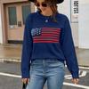 Autumn/Winter Round Neck Long Sleeve American Flag Printed Sweaters Easter Independence Day Fashion Women's Sweaters
