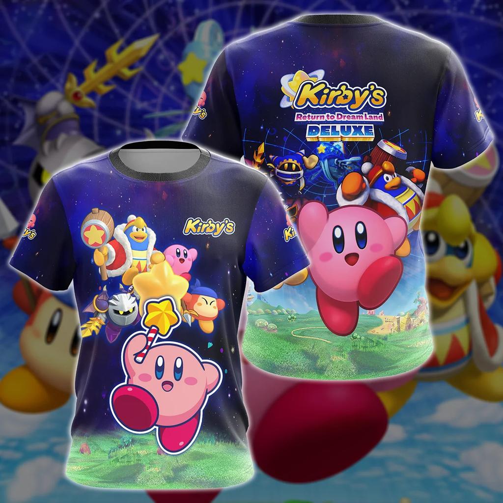 2024 Лето Мужская 3D-Футболка Kirby's Return to Dream Land Deluxe Видеоигра Детская уличная футболка с коротким рукавом для детей и взрослых