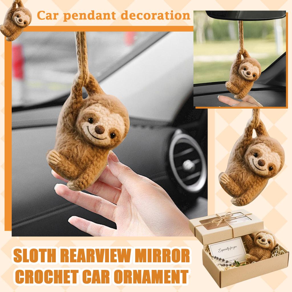 Sloth Rearview Mirror Crochet Car Ornament