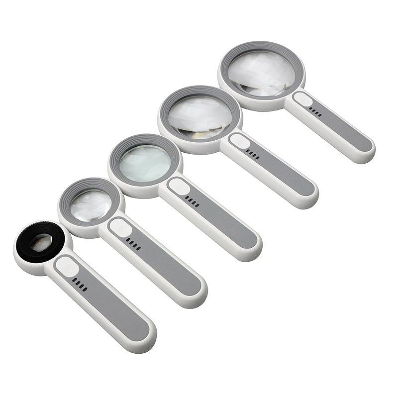 1Pc Rechargeable Handheld Magnifier 3 Lighting Modes Illuminated Magnifying Glass With Led Light For Seniors Reading Repair