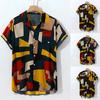 Fashion Mens Printed Hawaiian Loose  Short Sleeve Casual Buttons T Shirt