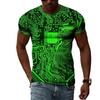 Summer Round Neck 3D Circuit Board Print T-shirts Fashionable Casual Short Sleeved Men's T-shirts