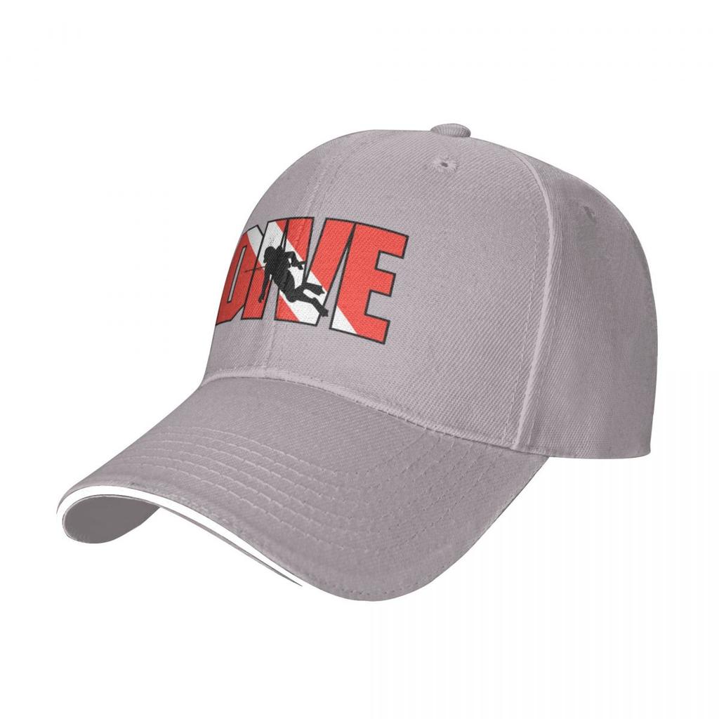 Red White SCUBA Dive Diver Sport Baseball Caps For Womens Adult Male Beach Sun Hat Peaked Cap