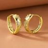Huitan Chic Gold Color Hoop Earrings Female Exquisite Shiny Cubic Zirconia Ear Accessories Low-key Daily Wearable Party Jewelry