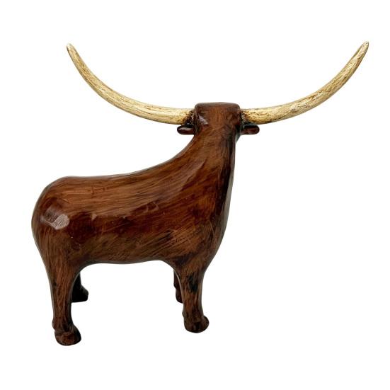 Neutral Retro Living Room Decor Vintage Longhorn Bull Sculpture, Rustic Farmhouse Animal Figurine, Western Style Pastoral Shelf Display Decorative