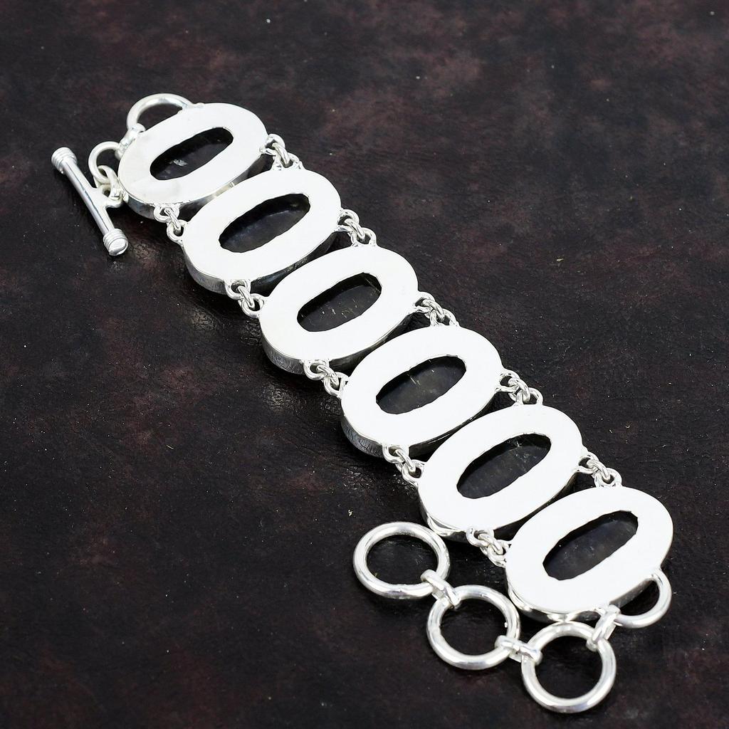 Браслет из мультифлюорита, браслет из настоящего драгоценного камня, регулируемый браслет из стерлингового серебра 925 пробы, ручная работа, абсолютно новые ювелирные изделия, подарки на годовщину