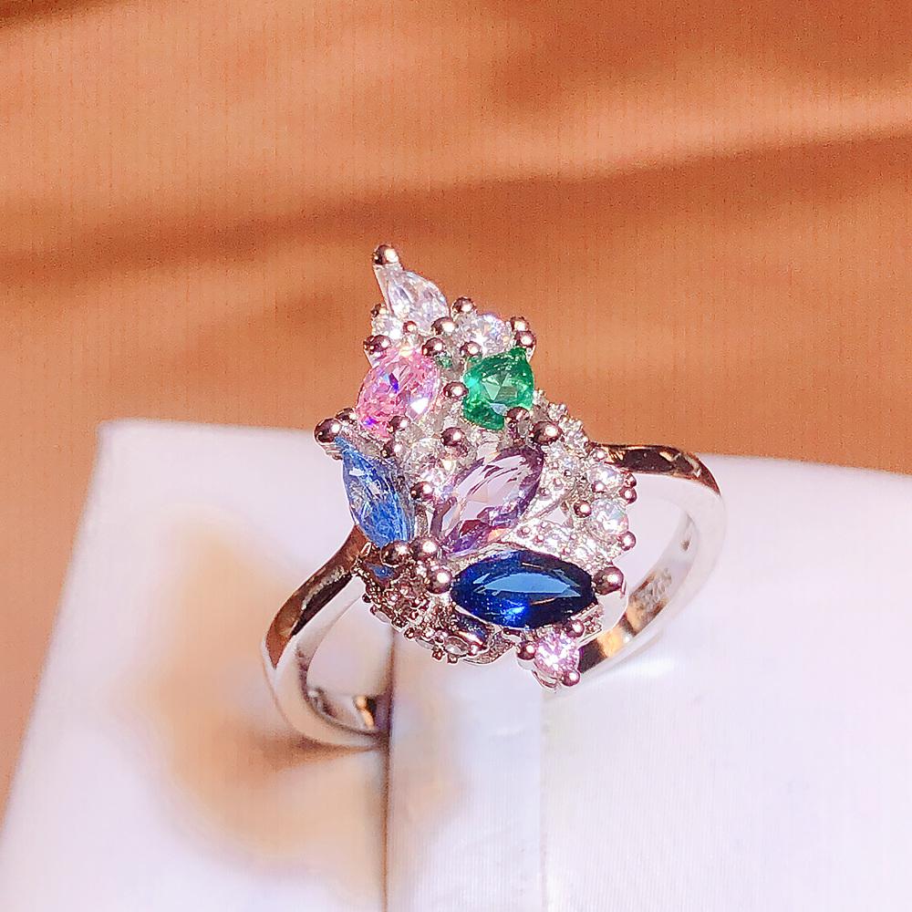 Высококачественное кольцо с бабочкой для женщин, ювелирные изделия в форме листа, новое сияющее кольцо с цирконом для вечеринок, женские ювелирные изделия, обручальное кольцо