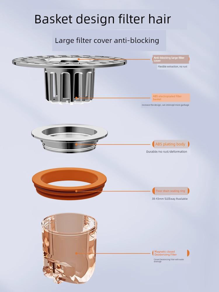 German Quality Floor Drain Odor Preventer Toilet Neutral Inner Core Closed Cover Insect-Proof Sewer Anti-Odor Handy Gadget