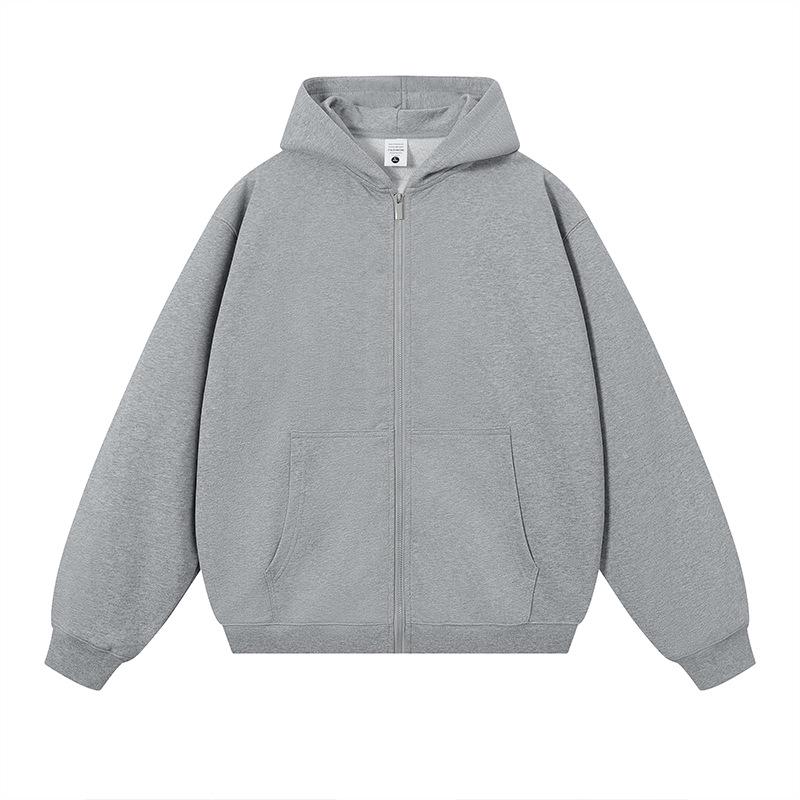 400g Men's American Style Thickened Round Neck Winter Zipper Hoodie Cardigan