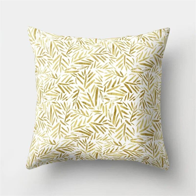 Чехол для подушки из полиэстера с принтом тропических растений и золотым листом для дома, гостиной, украшения дивана, подушка, чехол для подушки 45x45 см