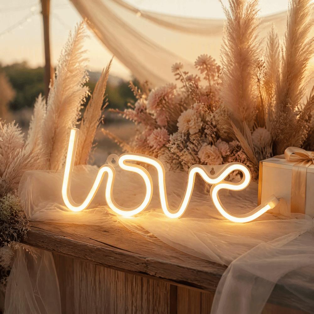 Warm Light Neon Sign Lamp Love Neon Light Portable LED Neon Sign  Living Room