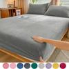 Fine Flannel Fitted Sheet Winter Warm Coral Fleece Mattress Protector Cover Soft Breathable Bed Cover Not Including Pillowcase