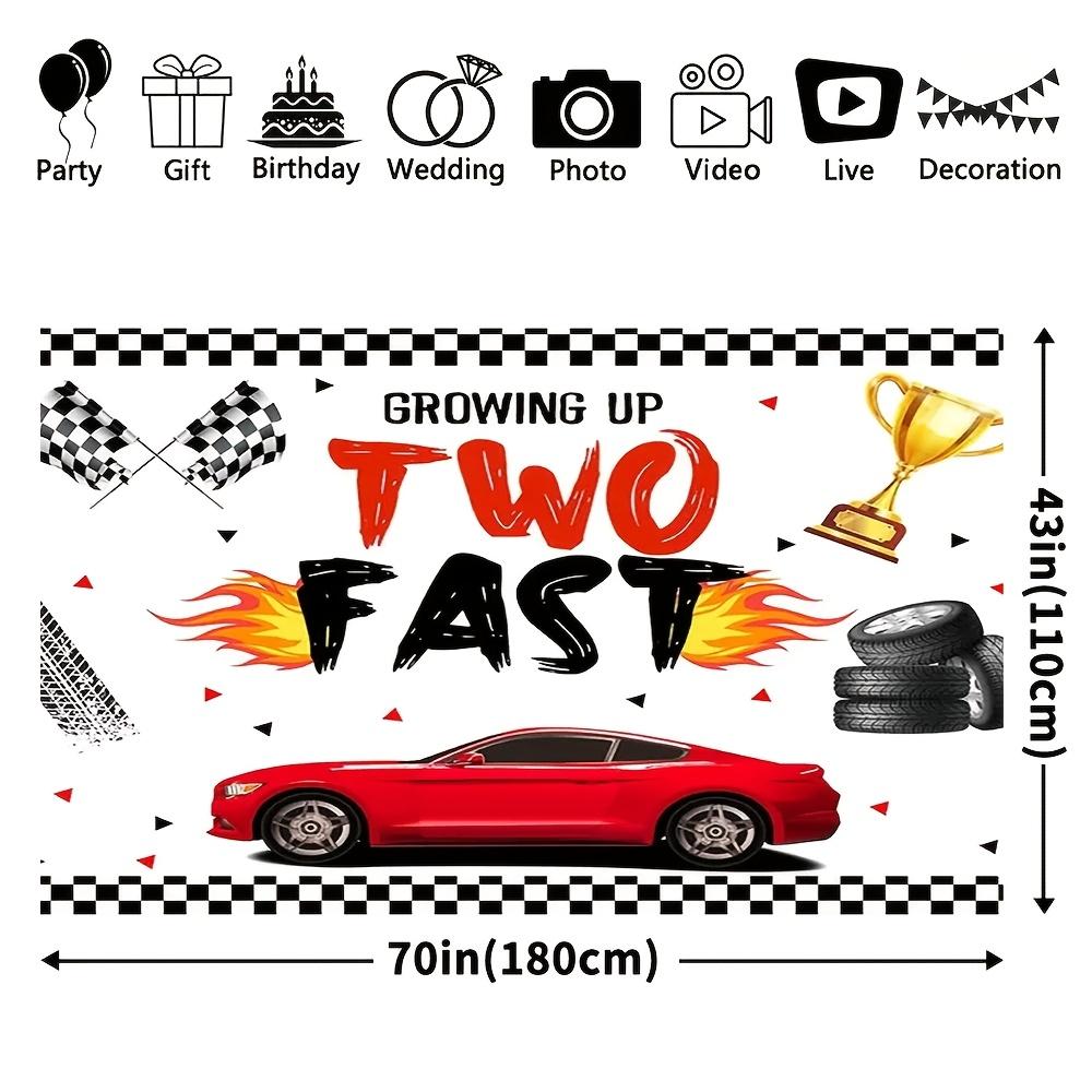 1 Growth theme 2 Fast car theme 2nd birthday party banner, multi-functional celebration wall decoration