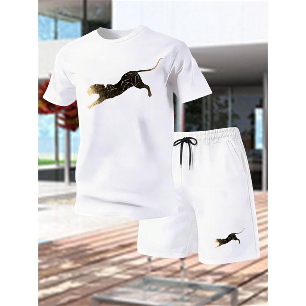 Summer Outdoor Sports Set Men's Breathable T-shirt and Shorts Casual Fashion Two Piece Set