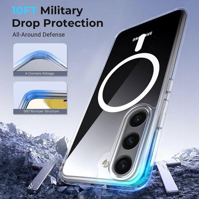 Coque pour Samsung Galaxy S23, Antichoc Transparente avec Cercle Magnétique - 2 Verres Trempés