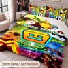 Custom Name Text 3Pcs Bedding Set Geometry Dash Duvet Cover And Two Pillowcases