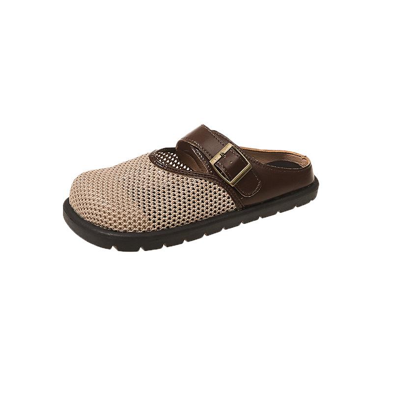 Mesh Semi-slippers Women's Outer Wear High-end Soft Bottom Breathable Not Tired Feet Four-season Sandals Bag Head Sandals