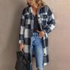 Plaid Woolen Coat Women Autumn and Winter Lapel Knitted Long Casual Coat Women Long Sleeve Top