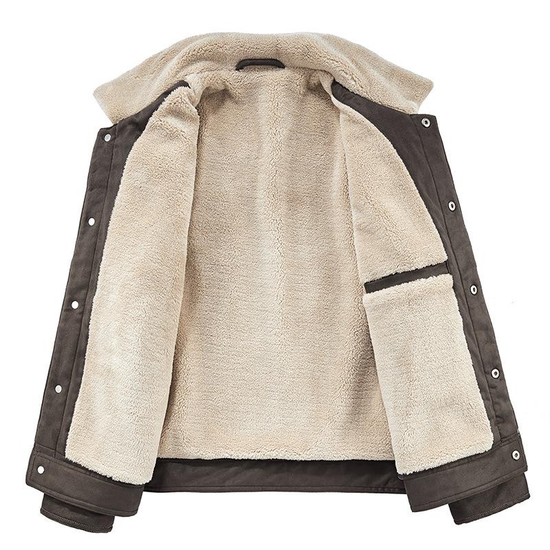 Зимняя одежда с хлопковой подкладкой Мужская свободная одежда для молодежи Мужская повседневная куртка из овечьей шерсти с утолщенным бархатом и хлопком