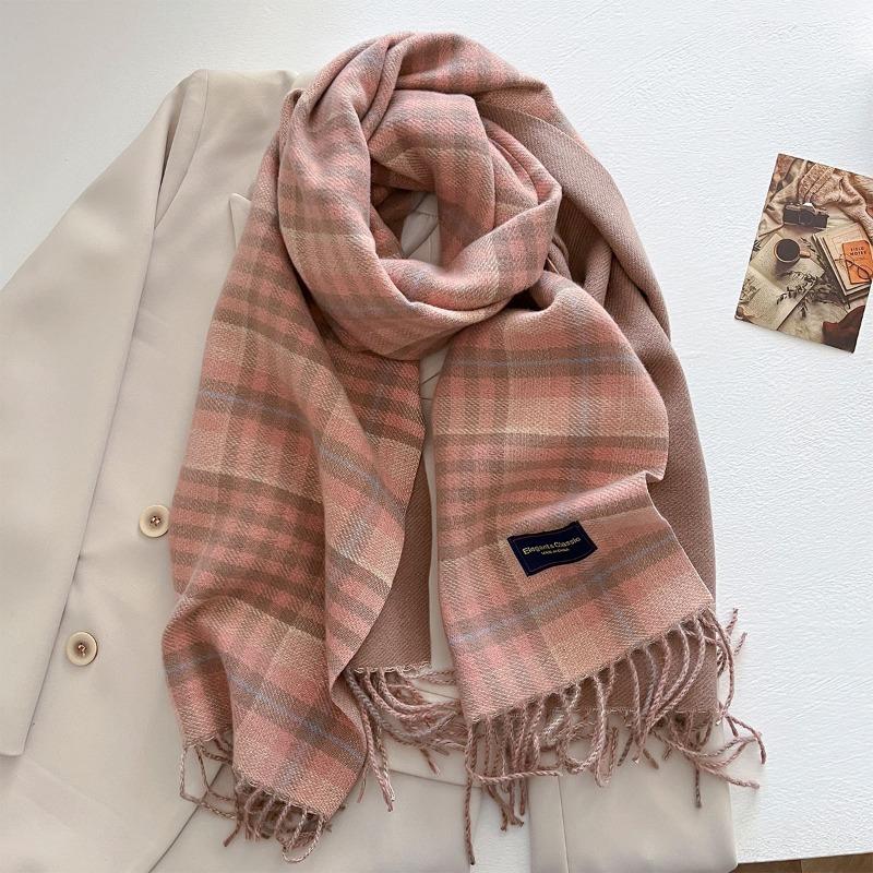 Осень и зима новый универсальный шарф женский утолщенный вязаный толстый бахромчатый теплый шарф имитация кашемира шаль