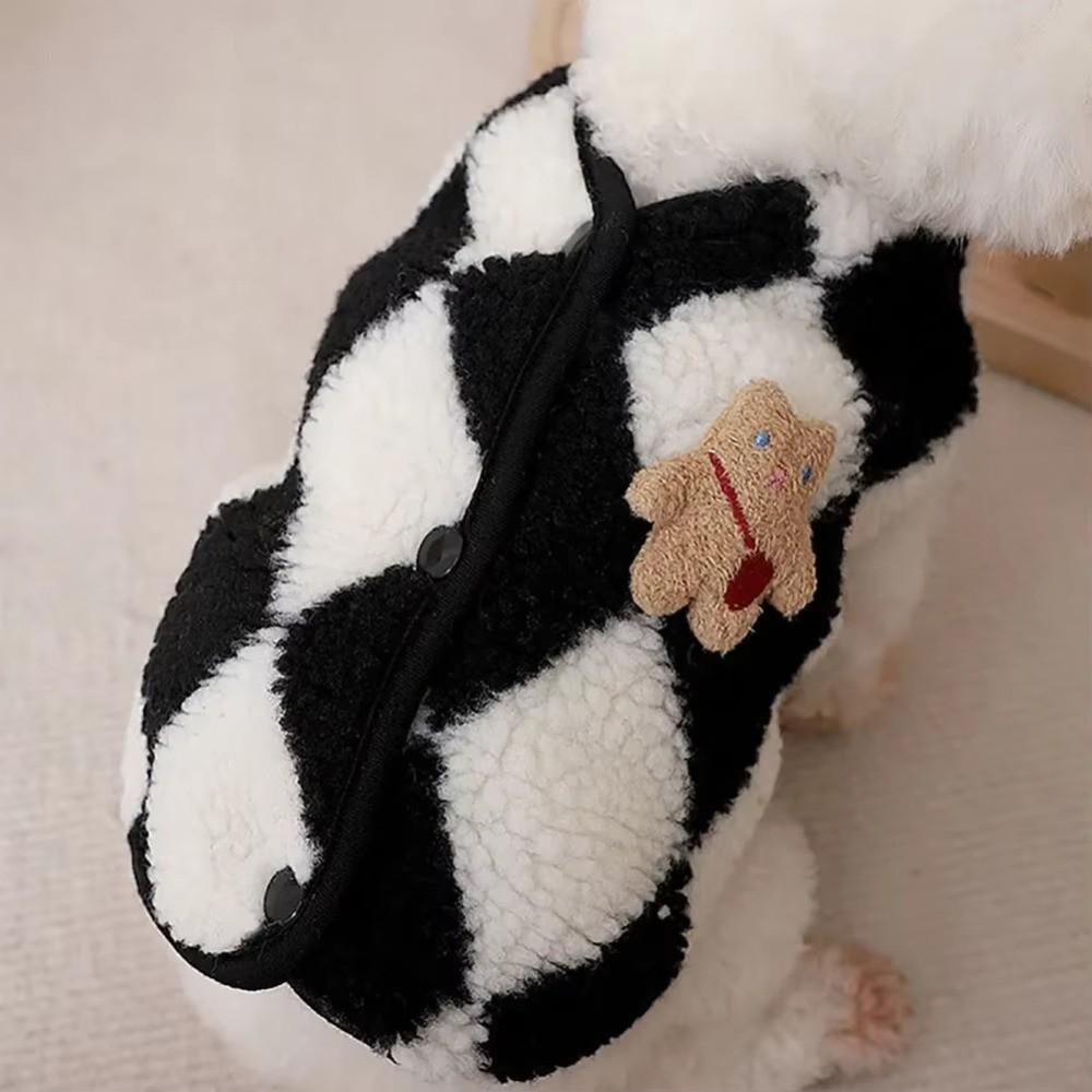 Winter Warm Pet Puppy Clothes Pet Outfits Plaid Fleece Coat Jack Dog Clothes Cute Yorkies Costume Bear Vest Dogs Clothing