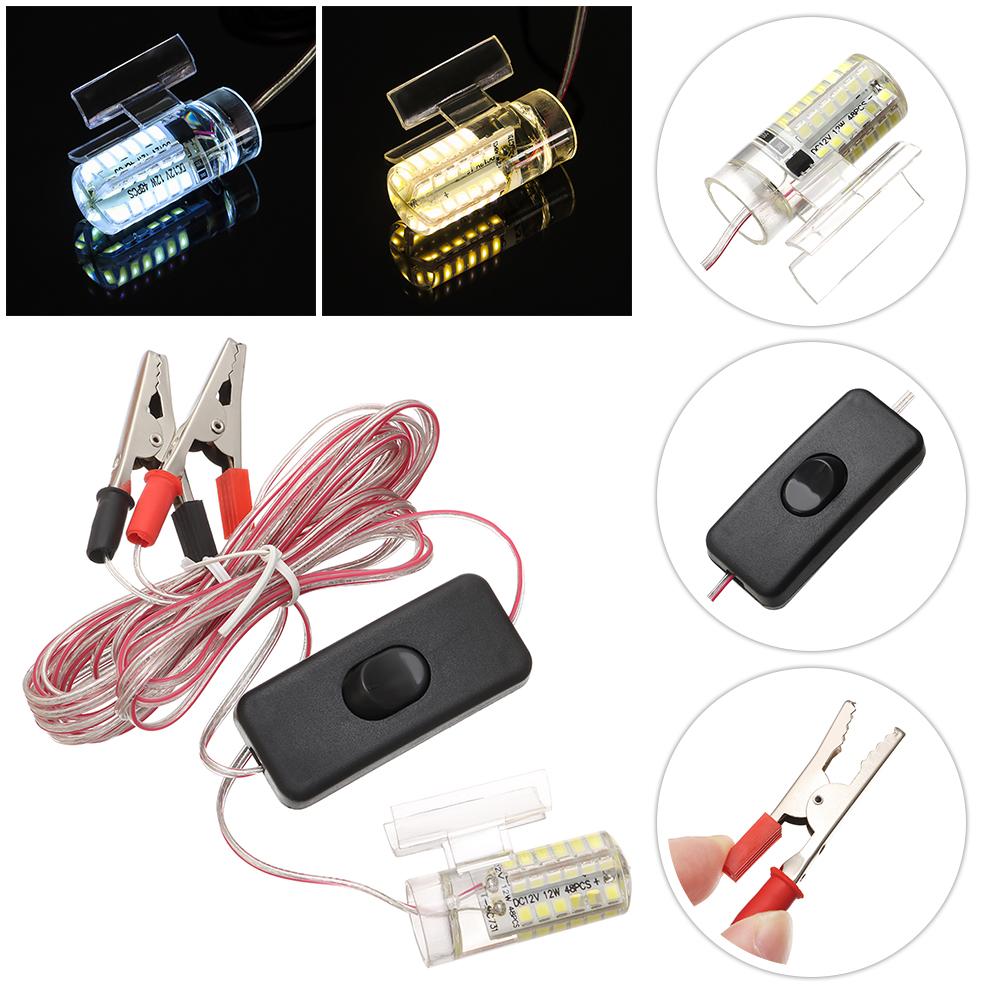 12V Warm White/White Underwater Fishing Light Boat Lights Attracts Fish Lamp Fish Finder Lighting