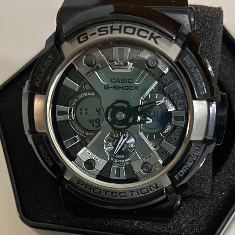 Casio Серия часов с двойным дисплеем (жидкокристаллический/стрелочный) Модные Классические Мужские Часы Черные GA-200BW-1A