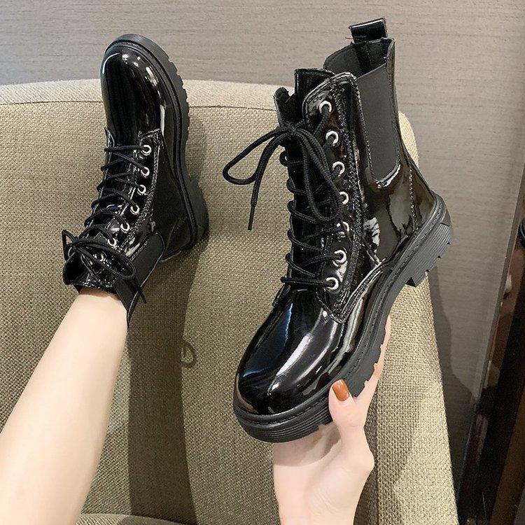 Botas женские мотоциклетные ботильоны на танкетке женские на платформе со шнуровкой весенние черные кожаные оксфордские туфли женские 2024 Botas Mujer