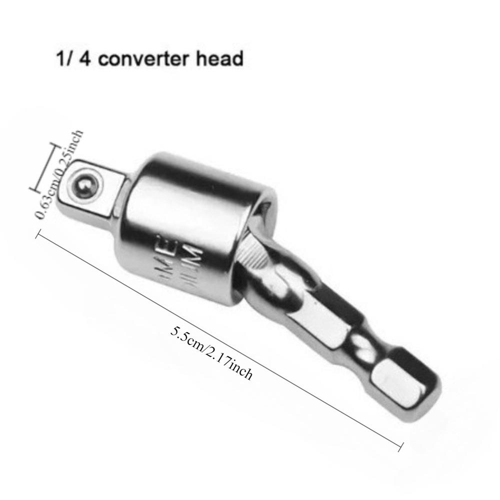 Шестигранный хвостовик к четырехгранному гнезду Универсальный шарнирный стержень Переходник для привода 360 градусов Головка для преобразования ручной дрели 1/4"3/8"1/2"