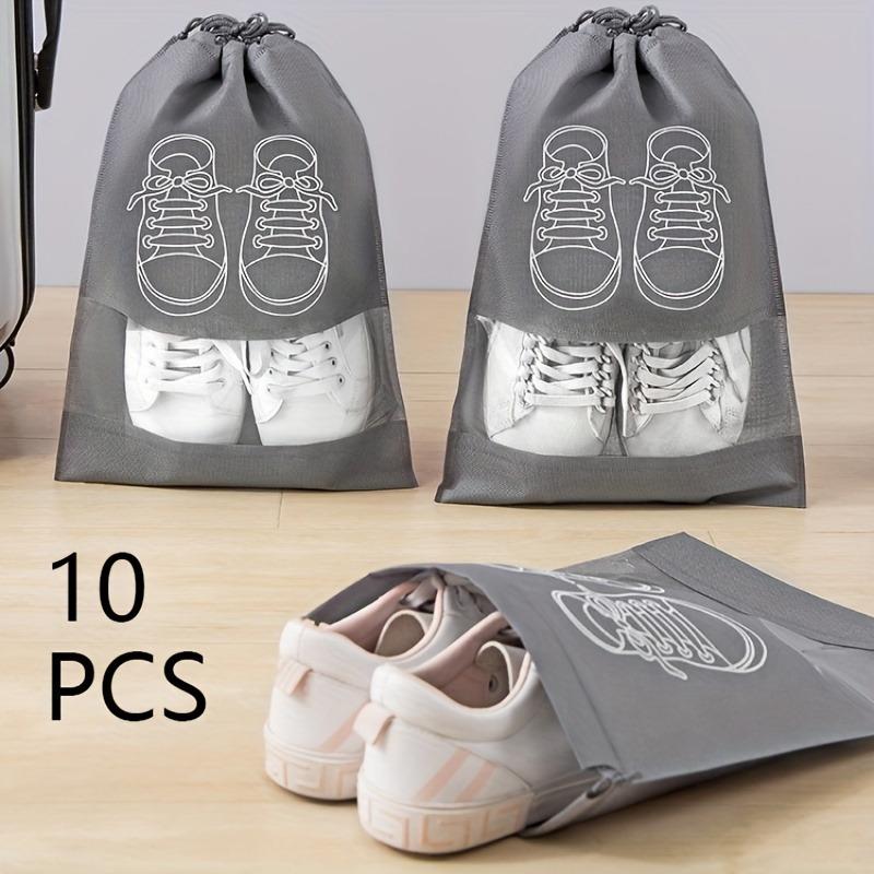 10pcs Ultra-Lightweight Waterproof Transparent Non-Woven Shoe Storage Bags for Travel & Home Organization